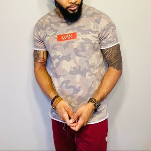 BooHooMAN Sweater T-Shirt, Size M, Color: Camo
